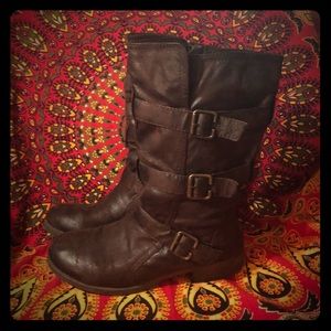 Womens mid calf fashion moto boot size 9